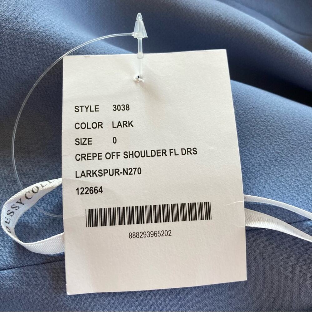 Dessy Collection NWT Off Shoulder Trumpet Gown Front Slit Larkspur Blue Size 0 - Picture 8 of 8
